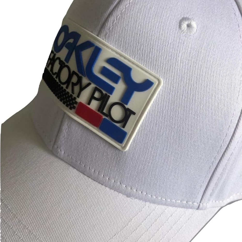 Oakley Factory Pilot White Tincan Hat Vintage Rubber Logo - Custom Fit